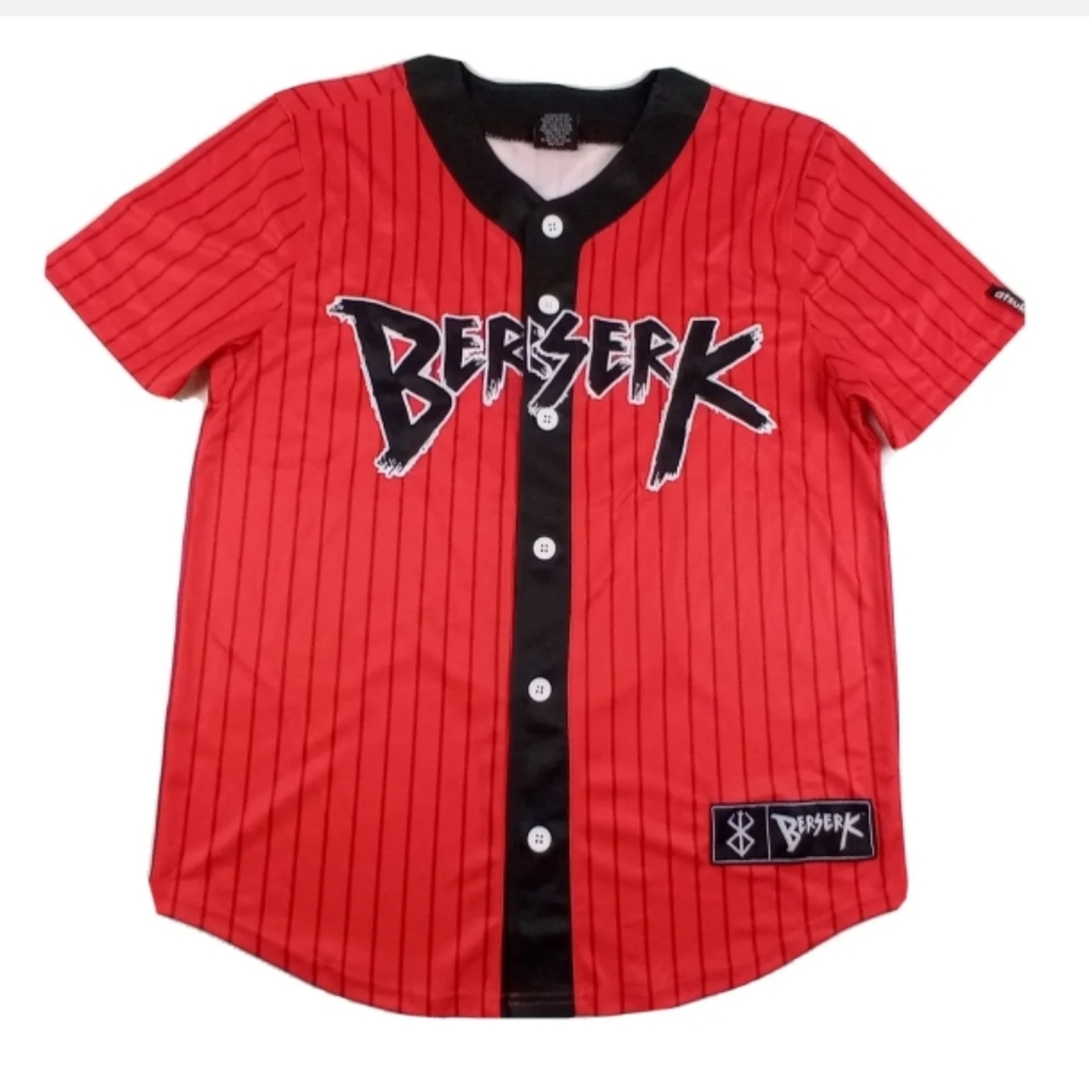 Atsuko BERSERK STRUGGLER Baseball Jersey Mens Large NWOT Embroidered Red Anime